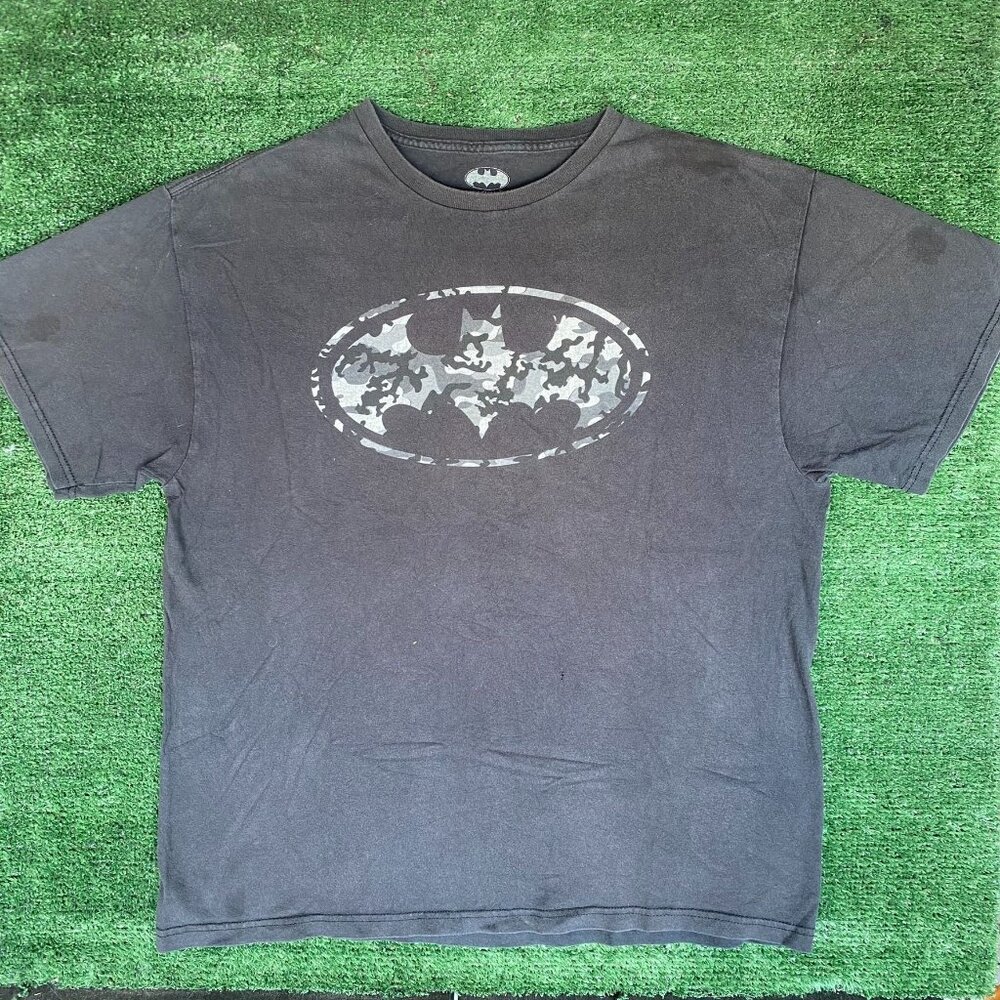 Batman Logo Forest Camo Shirt DC Comics Superhero Movie Tee